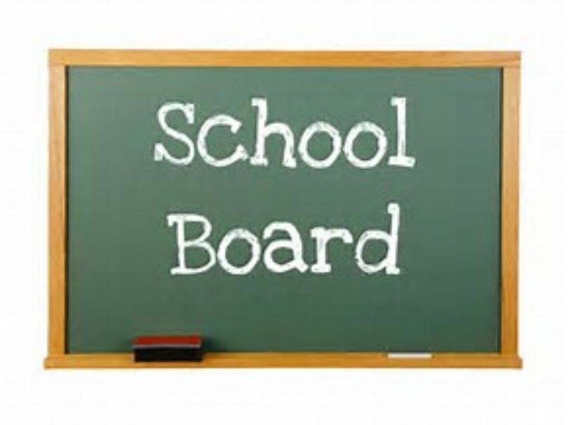 Picture of chalk board with School Board on it.